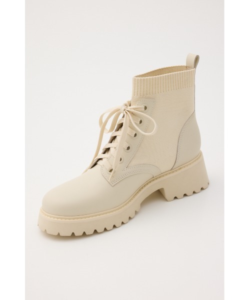 STACCATO(スタッカート)の「リードニットコンビレースアップブーツ(ブーツ・レディース・ホワイト/ブラック・24.5cm/24cm/23.5cm/23cm/22.5cm)」の7枚目の写真