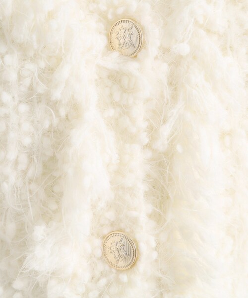 ITS'DEMO（イッツデモ）の「ファンシーヤーンニットジャケット（ノーカラージャケット・レディース・オフホワイト/ブラック・00）」の6枚目の写真