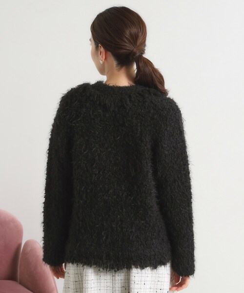 ITS'DEMO（イッツデモ）の「ファンシーヤーンニットジャケット（ノーカラージャケット・レディース・オフホワイト/ブラック・00）」の13枚目の写真