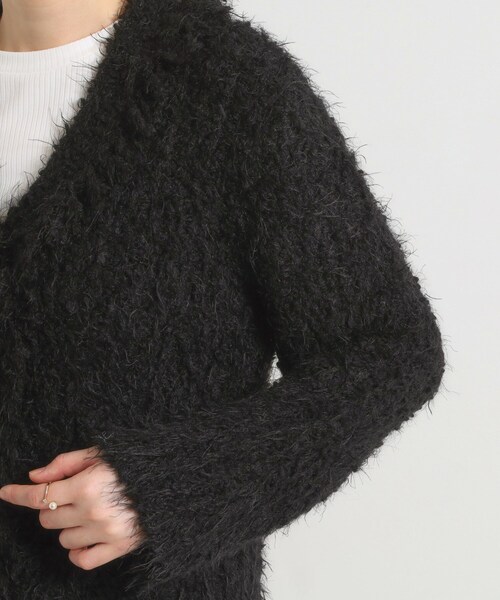 ITS'DEMO（イッツデモ）の「ファンシーヤーンニットジャケット（ノーカラージャケット・レディース・オフホワイト/ブラック・00）」の16枚目の写真