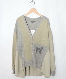 ScoLar(スカラー) 蝶々の異素材切替カーディガン