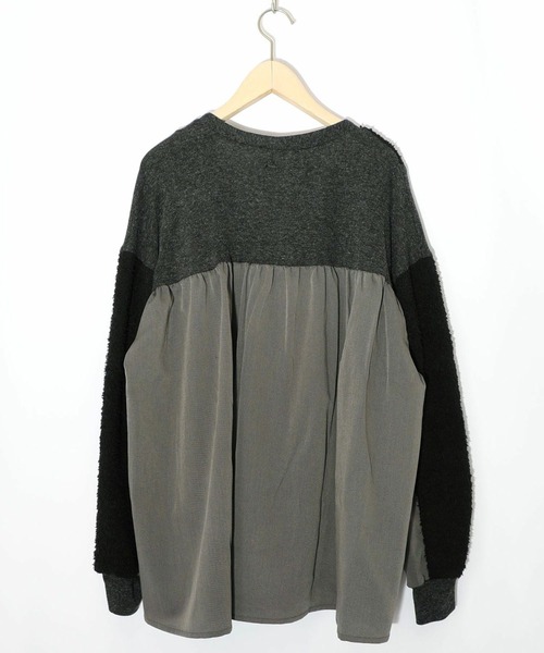 ScoLar（スカラー）の「ScoLar(スカラー) 蝶々の異素材切替カーディガン（カーディガン/ボレロ・レディース・グレー/チャコールグレー・MEDIUM）」の3枚目の写真