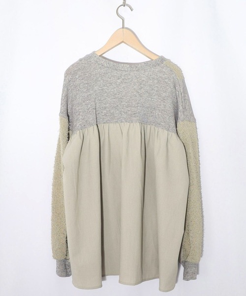 ScoLar（スカラー）の「ScoLar(スカラー) 蝶々の異素材切替カーディガン（カーディガン/ボレロ・レディース・グレー/チャコールグレー・MEDIUM）」の5枚目の写真