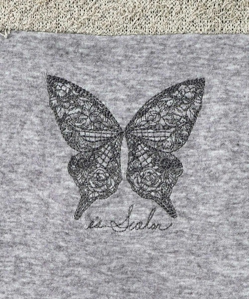 ScoLar（スカラー）の「ScoLar(スカラー) 蝶々の異素材切替カーディガン（カーディガン/ボレロ・レディース・グレー/チャコールグレー・MEDIUM）」の6枚目の写真