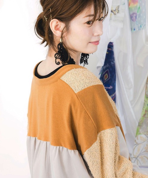 ScoLar（スカラー）の「ScoLar(スカラー) 蝶々の異素材切替カーディガン（カーディガン/ボレロ・レディース・グレー/チャコールグレー・MEDIUM）」の17枚目の写真