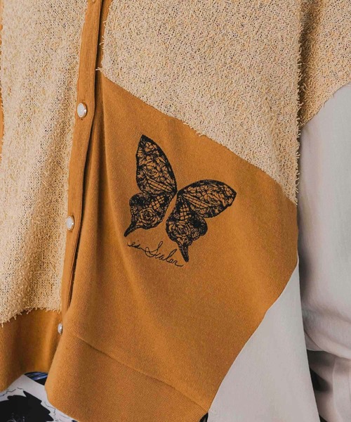 ScoLar（スカラー）の「ScoLar(スカラー) 蝶々の異素材切替カーディガン（カーディガン/ボレロ・レディース・グレー/チャコールグレー・MEDIUM）」の19枚目の写真