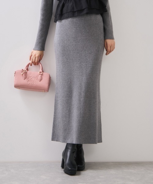 VIS（ビス）の「リブニットスカート/セットアップ対応（スカート・レディース・ベージュ系その他2/チャコールグレー/ブラック・FREE）」の3枚目の写真