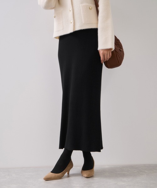 VIS（ビス）の「リブニットスカート/セットアップ対応（スカート・レディース・ベージュ系その他2/チャコールグレー/ブラック・FREE）」の2枚目の写真