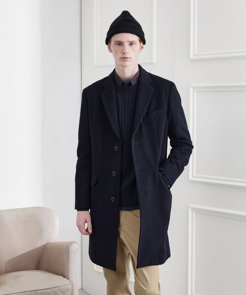 TAKEO KIKUCHI(タケオキクチ)の「【LIMITED】ウール混チェスターコート(チェスターコート・メンズ・ブラック/ライトベージュ/ネイビー・01/02/03/04)」の3枚目の写真