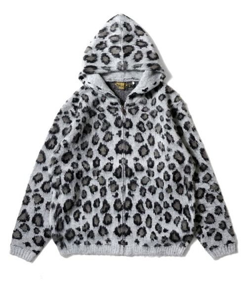 UNIVERD72/ユニバード］MOHAIR TOUCH KNIT ZIP PARKA LEOPARD