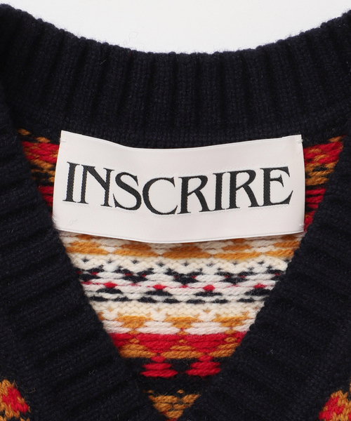 INSCRIRE /アンスクリア】Fairisle Tight Fit V Neck Vest：ベスト