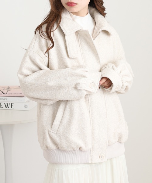 セール】リングフェイクウール アレンジカラーブルゾン（ブルゾン