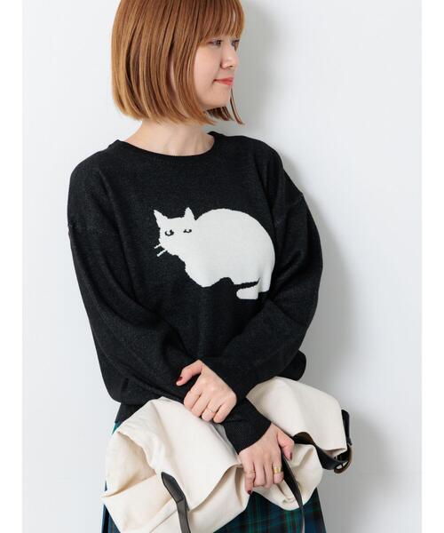 猫モチーフジャカードニット（ニット/セーター）｜Lugnoncure（ルノン
