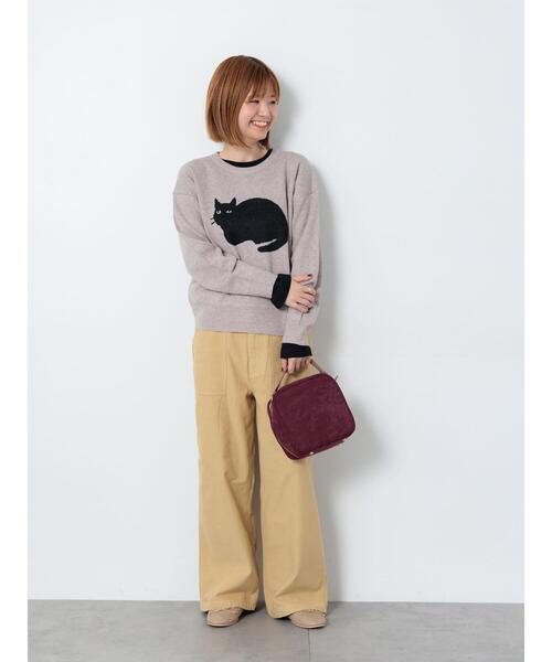 Lugnoncure（ルノンキュール）の「猫モチーフジャカードニット（ニット/セーター・レディース・ベージュ/ブラック/オフホワイト・F）」の5枚目の写真