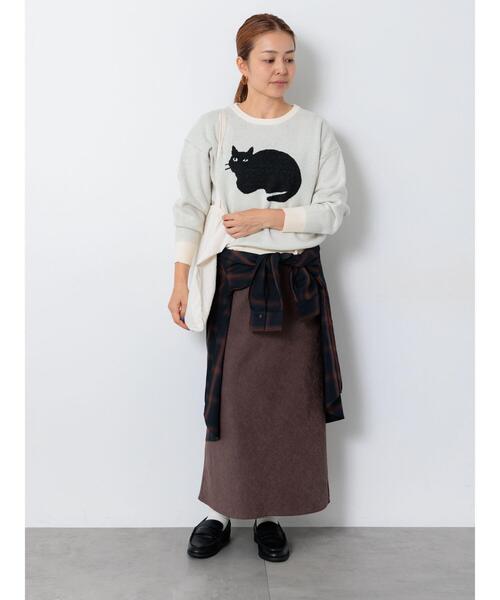 Lugnoncure（ルノンキュール）の「猫モチーフジャカードニット（ニット/セーター・レディース・ベージュ/ブラック/オフホワイト・F）」の7枚目の写真
