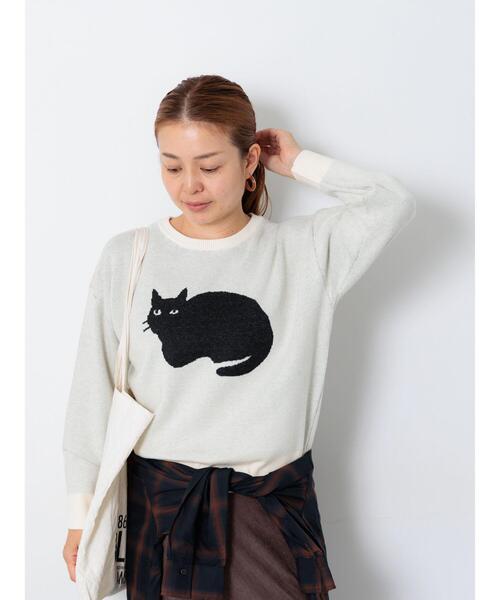 Lugnoncure（ルノンキュール）の「猫モチーフジャカードニット（ニット/セーター・レディース・ベージュ/ブラック/オフホワイト・F）」の9枚目の写真