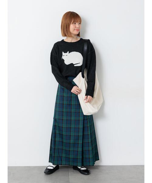 Lugnoncure（ルノンキュール）の「猫モチーフジャカードニット（ニット/セーター・レディース・ベージュ/ブラック/オフホワイト・F）」の10枚目の写真