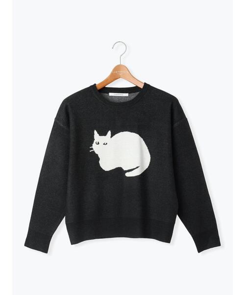 Lugnoncure（ルノンキュール）の「猫モチーフジャカードニット（ニット/セーター・レディース・ベージュ/ブラック/オフホワイト・F）」の13枚目の写真