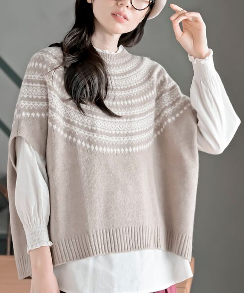 rps（アールピーエス）の「プルオーバーワイドニットベスト（ベスト・レディース・ベージュ/杢グレー/グレー/ブラック・フリー）」の4枚目の写真