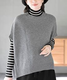 プルオーバーワイドニットベスト