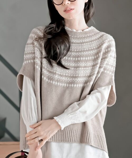 rps（アールピーエス）の「プルオーバーワイドニットベスト（ベスト・レディース・ベージュ/杢グレー/グレー/ブラック・フリー）」の18枚目の写真