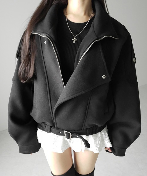 2color 】ウールライクベルテッドオーバーコート ／ wool like belted