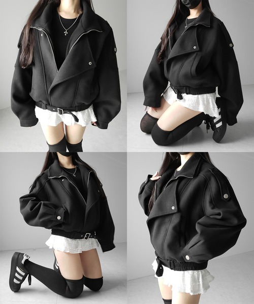 2color 】ウールライクベルテッドオーバーコート ／ wool like belted