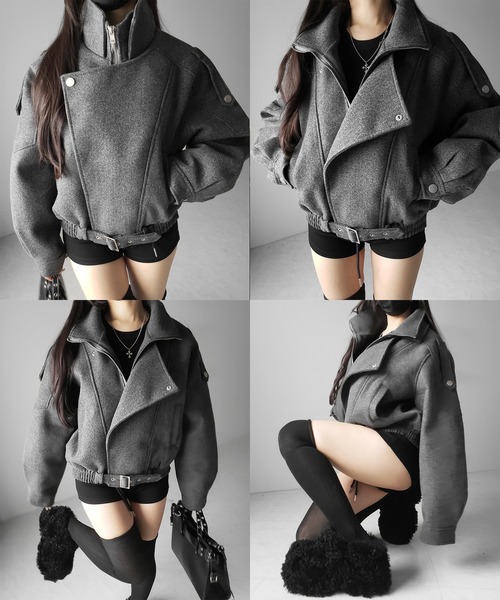 2color 】ウールライクベルテッドオーバーコート ／ wool like belted