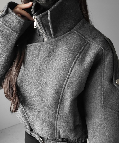 2color 】ウールライクベルテッドオーバーコート ／ wool like belted