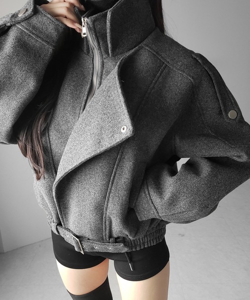 2color 】ウールライクベルテッドオーバーコート ／ wool like belted