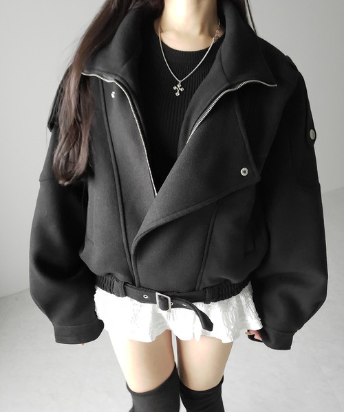 2color 】ウールライクベルテッドオーバーコート ／ wool like belted