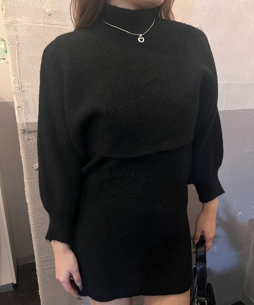 Nu(ニュー)の「【Nu】2WAYレイヤードショート丈ニットワンピース(ワンピース・レディース・ホワイト/ブラック・MEDIUM)」の5枚目の写真