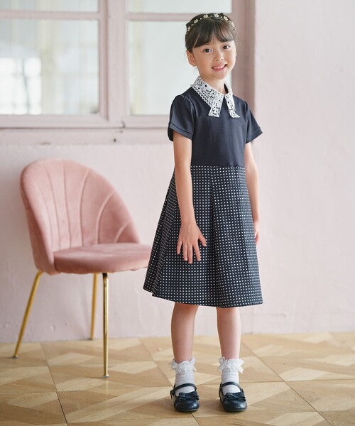 セール】【110-140㎝】 ドットジャガードワンピース＆ジャケットセット