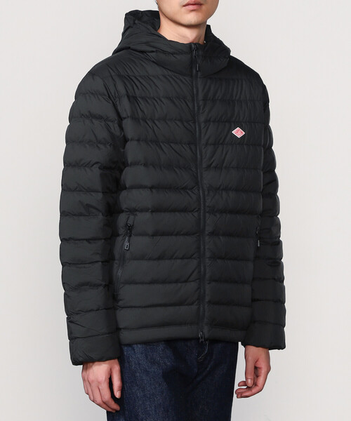 DANTON ブラック フード付きダウンジャケット DANTON | ナイロンタフタ フードダウンジャケット MEN（ダウン