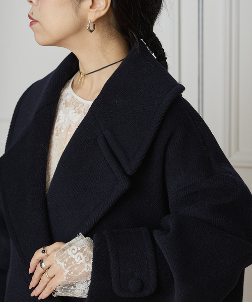 IENA LA BOUCLE(イエナラブークル)の「IENA LA BOUCLE パイルウールヘリンボンPコート(ピーコート・レディース・ネイビー・FREE)」の17枚目の写真