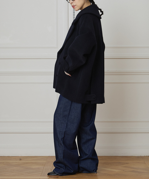 IENA LA BOUCLE(イエナラブークル)の「IENA LA BOUCLE パイルウールヘリンボンPコート(ピーコート・レディース・ネイビー・FREE)」の21枚目の写真