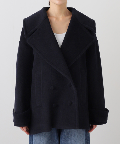 IENA LA BOUCLE パイルウールヘリンボンPコート（ピーコート）｜IENA