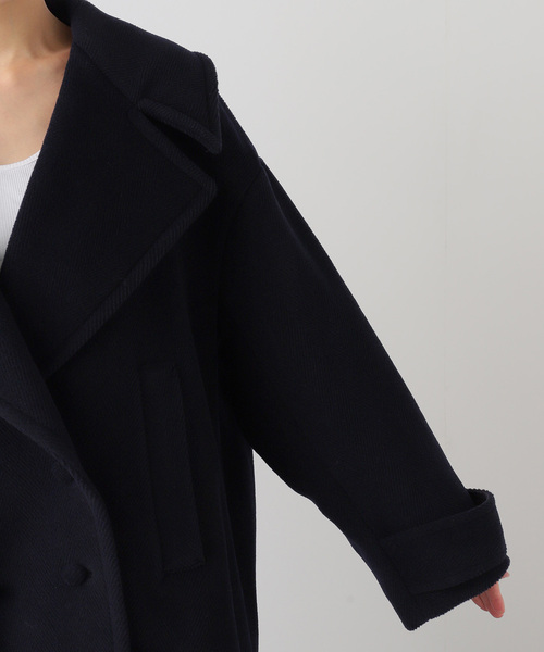 IENA LA BOUCLE(イエナラブークル)の「IENA LA BOUCLE パイルウールヘリンボンPコート(ピーコート・レディース・ネイビー・FREE)」の4枚目の写真