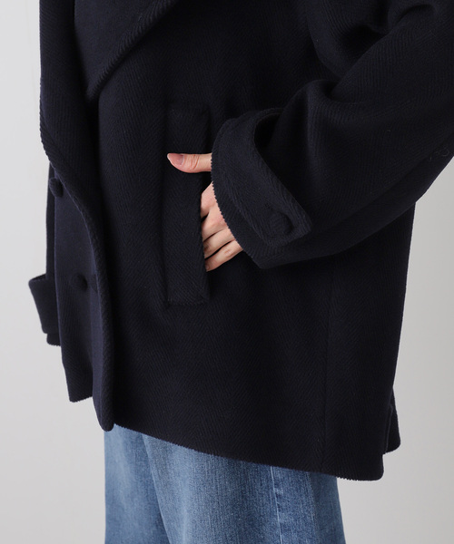 IENA LA BOUCLE(イエナラブークル)の「IENA LA BOUCLE パイルウールヘリンボンPコート(ピーコート・レディース・ネイビー・FREE)」の5枚目の写真