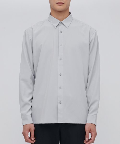MUSINSA STANDARD（ムシンサスタンダード）の「リラックスフィットシルキーシャツ[ライトグレー]（シャツ/ブラウス・メンズ・その他・X-LARGE/XX-LARGE/SMALL/MEDIUM/LARGE）」の2枚目の写真