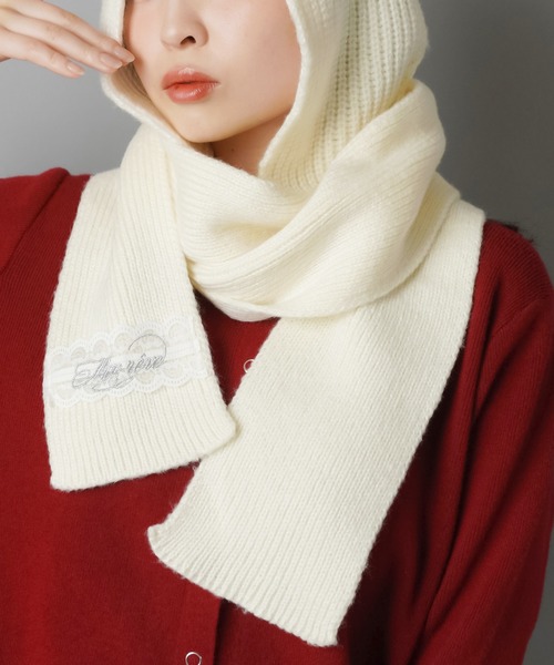 SPINNS(スピンズ)の「フード付きで即あざと可愛い♪2WAYリボンマフラー(マフラー・レディース・グレー/ホワイト・ONESIZE)」の8枚目の写真