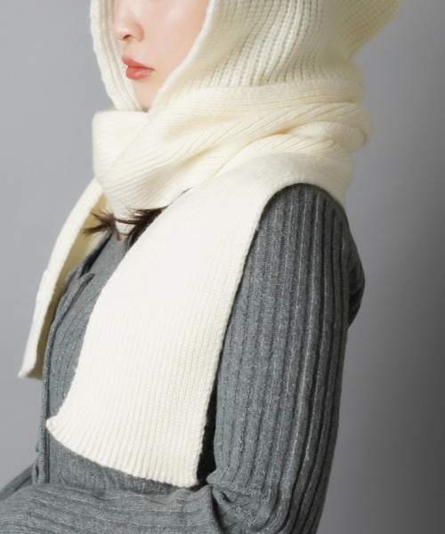 SPINNS(スピンズ)の「フード付きで即あざと可愛い♪2WAYリボンマフラー(マフラー・レディース・グレー/ホワイト・ONESIZE)」の16枚目の写真