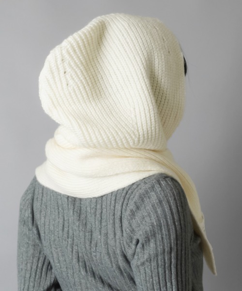 SPINNS(スピンズ)の「フード付きで即あざと可愛い♪2WAYリボンマフラー(マフラー・レディース・グレー/ホワイト・ONESIZE)」の17枚目の写真