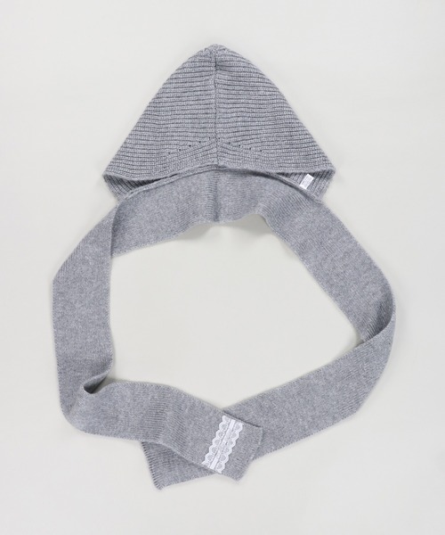 SPINNS（スピンズ）の「フード付きで即あざと可愛い♪2WAYリボンマフラー（マフラー・レディース・グレー/ホワイト・ONESIZE）」の22枚目の写真