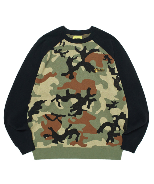 WKNDRS(ウィーキャンドース)の「RAGLAN KNIT SWEATER (CAMO)(ニット/セーター・レディース・その他・LARGE/X-LARGE/MEDIUM)」の1枚目の写真