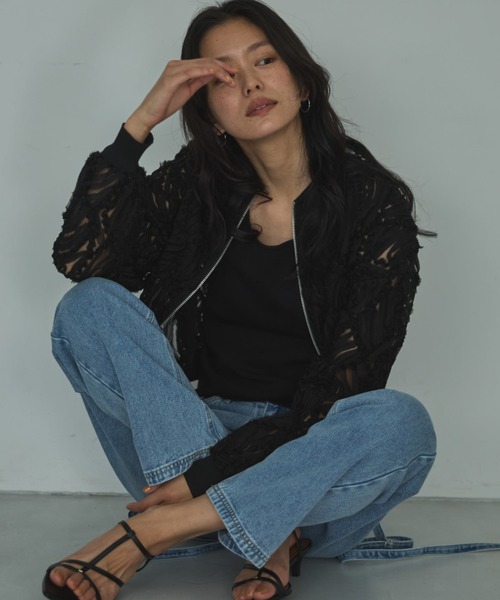 セール】【ZOZO限定】チュールレースブルゾン（ブルゾン）｜DOUX