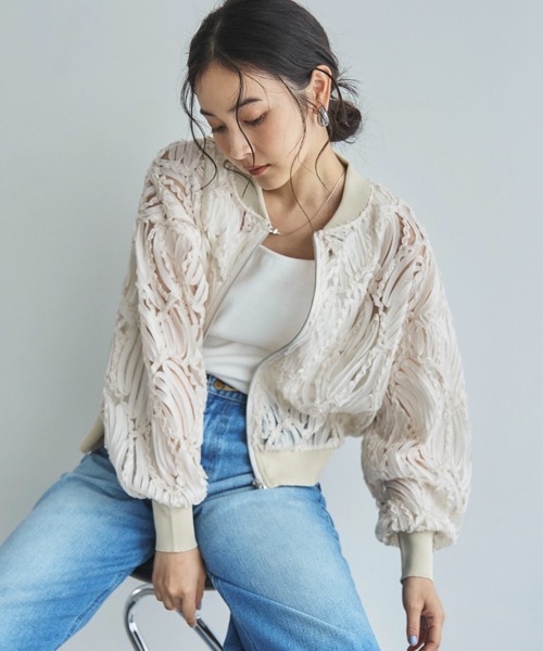 Doux archives（ドゥアルシーヴ）の「【ZOZO限定】チュールレースブルゾン（ブルゾン・レディース・ブラック/アイボリー/オフホワイト・FREE）」の22枚目の写真