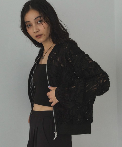 Doux archives（ドゥアルシーヴ）の「【ZOZO限定】チュールレースブルゾン（ブルゾン・レディース・ブラック/アイボリー/オフホワイト・FREE）」の21枚目の写真