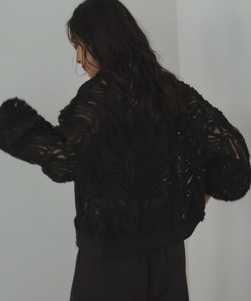 Doux archives（ドゥアルシーヴ）の「【ZOZO限定】チュールレースブルゾン（ブルゾン・レディース・ブラック/アイボリー/オフホワイト・FREE）」の14枚目の写真