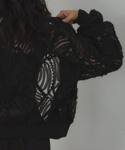 Doux archives（ドゥアルシーヴ）の「【ZOZO限定】チュールレースブルゾン（ブルゾン・レディース・ブラック/アイボリー/オフホワイト・FREE）」の15枚目の写真